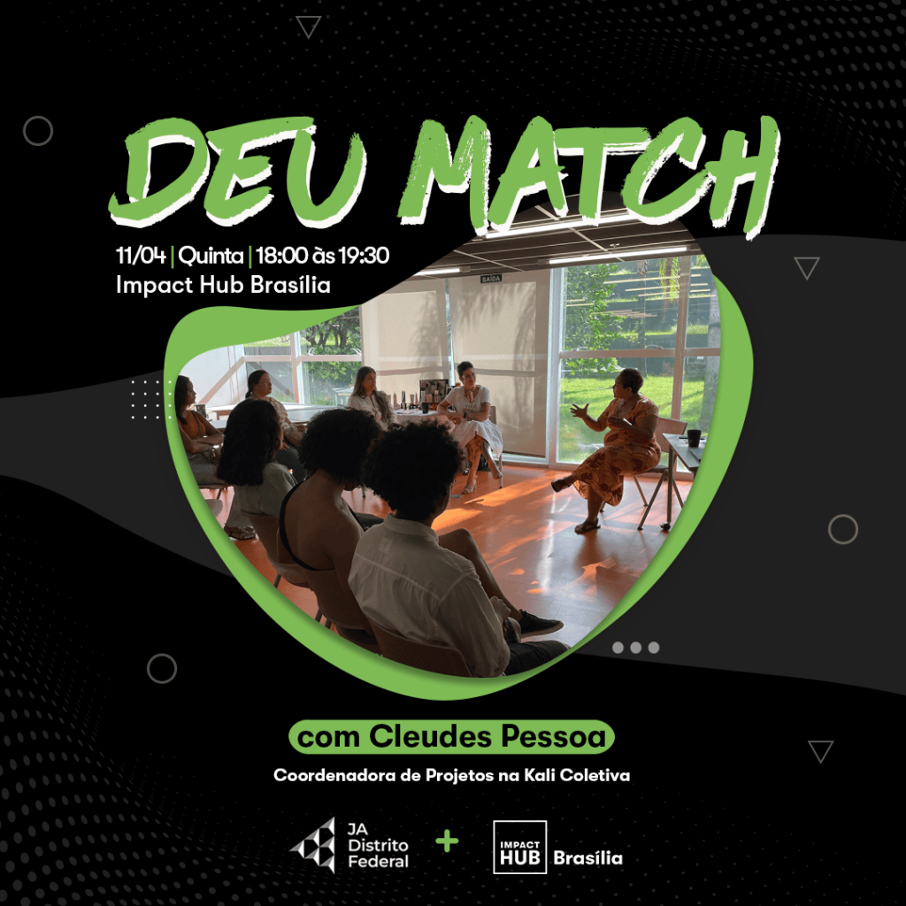 arte com informações do evento e foto de palestra ao centro